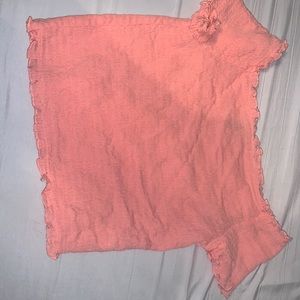 Coral ruffled crop top